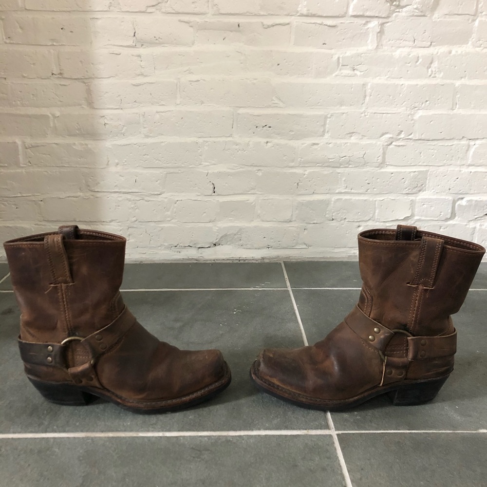 Frye Tan Leather Harness Boot Size 8